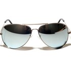 Silver Mirror Lens Aviator Style Silver Metal Frame Sunglasses Uv400 Protection