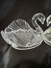 Vtg Pair Acrylic Swans Wedding Cake Topper Clear Centerpiece Ice Sculpture