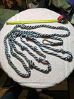Hand Made Cotton Horse Lung W knots Lead Blue  Striped 15 Feet Press Clip