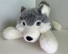 A a Husky Wolf Dog Plush  13 Inch Blue Eyes Stuffed Animal Toy
