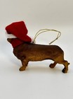 Dachshund Dog Christmas Ornament Santa Hat Scarf Brown Wiener Dog Holiday Decor