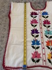 Mexican Blouse Ivory Hand Embroidered Flowers Manta Size Xl