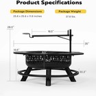 35in Outdoor Wood Burning Fire Pit Bbq Grill Table Backyard Patio Fireplace