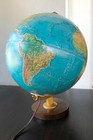 Replogle Globe  world Horizon  Series Lighted Raise Topography 12in  Wood Base