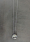 Silver  925  Dainty Chain With A Circular Pendant Of A Bejeweled Tree Of Life