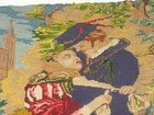 Vintage Hand Made Stitched Needlepoint Unframed 14  X 22  Petite Point Accents