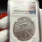 2017  1 Silver Eagle Ngc Ms70 Er Us Mint 225th Anniversary Rare Buggy Label Mint