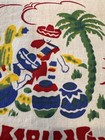 Vtg Southwest  Pottery  Sombreros Tea Kitchen Towel Mcm Linen 28x16 5