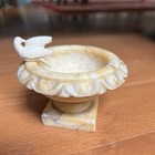Vintage Alabaster Marble Pedestal Bird Bath Italian Removable Dove 3 5 