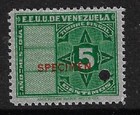 Venezuela  1940  Fiscal Official  Specimen  Mint Never Hinged  Made Abnco Ebv650