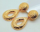Big Chunky Vintage Style Gold Tone Fashion Jewelry Clip Dangle Metal Earrings