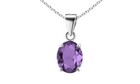 925 Sterling Silver Amethyst Oval Cut Pendant Necklace And Earring Set For Women