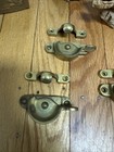Antique Vtg Set 3 Pairs Brass Latches   Catches Window Sash Locks New Old Stock