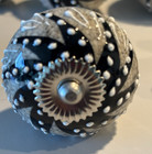 Vtg 6 Lot Hand Painted Ceramic Cabinet Drawer Pull Knobs Black White Pinwheel