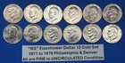 Complete Ike Eisenhower Dollars Set Of 12 Lightly Circulated Coins 1971-1978