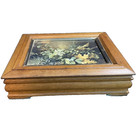Vintage Wood Jewelry Box Photo Frame Lid Restored Keepsake Organizer 5x7 Art