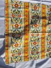 Vintage Retro Mod Curtain Drapes Valance Orange Yellow Flower Folk Groovy 70 s