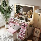 11 Drawers Makeup Vanity Desk Set With Large Led Lighted Mirror   Power Outlets 