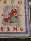 Vtg Sesame Street Baby Blanket Quilt Comforter Blanket Elmo Blue Back 33   x43   