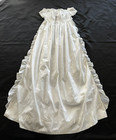 Antique 19c White Cotton Baby Christening Gown Ayrshire Embroidery Ruffles Lace