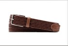 Lexington Braided Italian Saddle Leather And Elastic Belt Color  Saddle Tan 38