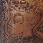 Mahogany Signed Wooden Wall Plaque Hand Carved Panel Ethnic Tribal Artist Vtg 