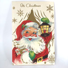 Lot 3 Vtg Christmas Greeting Cards Gilt Santa Sleigh Ride Scenes Unused 50s 60s
