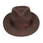 100  Wool Stiff And Snap Brim Felt Fedora Trilby Hat With Wide Band
