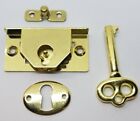 Small Brass Chest Lock With Key Jewelry Box Keepsake Tiny Antique Vintage Fancy