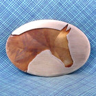 Exotic Metal Horsehead Belt Buckle Cowboy Western Artisan Signed Vtg Ahsb nox192