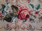 Wool   Cotton Rose Floral Needlepoint Panel Bench Dresser Table Runner 14  X 39 