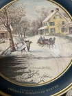 Vintage Currier   Ives American Homestead Winter Decorative Tin W lid 9 75   d
