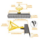 3 Point 60   Landscape Rock Rake For Cat 1 Tractor Attachment For Gravel Lawn