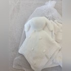 3 Piece White Knit Baby Girl Gift Set Socks Bow Lovey Rattle Shower Christening