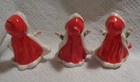     i      Vtg Lefton Trio Christmas Pixie Elf Girls Red Capes Dancing Figurines   