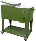 Portable 80qt Rolling Cooler Cart Ice Chest For Outdoor Patio Deck Party