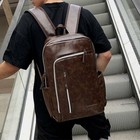 Men School Faux Leather Business Casual Travel Large Brown 15 Inch Laptop Bag