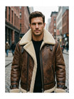 Men s Brown B3 Aviator Shearling Leather Bomber Jacket - Vintage Winter Wear
