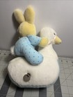 Wind Up Musical Bunny Rabbit On Swan Plush Stuffed Animal Vintage 1991 By Dakin