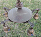 Antique Art Deco Victorian Brass Ceiling Chandelier Light Fixture 5 Lights 1920s