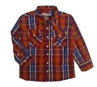 Casual Western Plaid Shirt Boys Long Sleeve Pearl Snap Baby Size 12 Months 2t -7