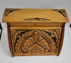 Hand Crafted Carved Wooden Bread Box Container Kitchen Storage Made In Turkiye