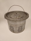 Vintage Galvanized Round Minnow Bucket W  Lid   Handle 8  Fishing Bait Pail Box
