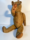 Vintage Mohair Teddy Bear 23  Jointed Button Eyes Excelsior Stuffing No Tags