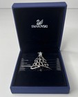 Swarovski Christmas Tree Brooch Holiday Silver Tone Pin Signed Swan W box