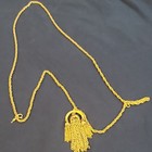 Trifari Vintage Gold Tone Rope Chain Tassel Pendant Necklace With Key Charm