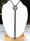 Vintage 90s Western Siskiyou Pewter Bolo Tie Bull Steer Skull Enamel Inlay