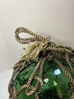 Japanese Large Glass Fishing Float Buoy Ball Net Green Object 10 Inch Vintage