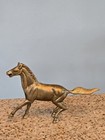 Brass Horse Running Figurine 6 25  Tall Statue Vintage 