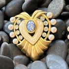 Vintage Pair Of Elizabeth For Avon Gold Tone Heart Of Hollywood Clip On Earrings